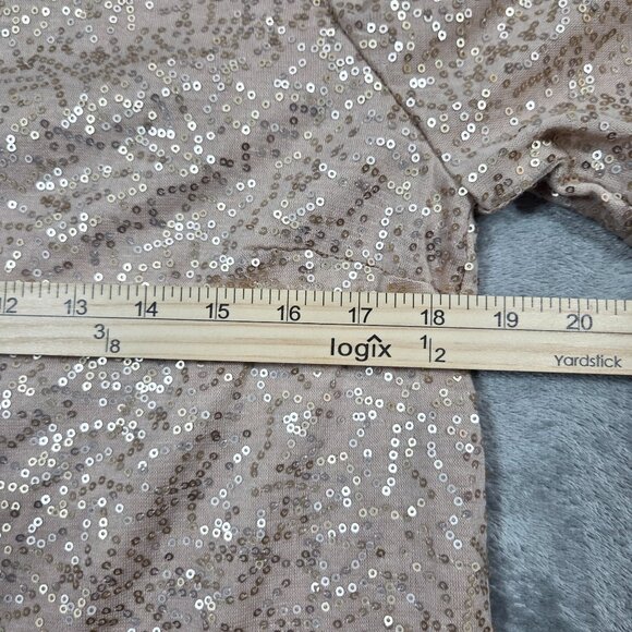 Anthropologie Reath & Wren Top S Champagne Gold Sequin Boxy Flutter Sleeve NEW - Picture 9 of 10